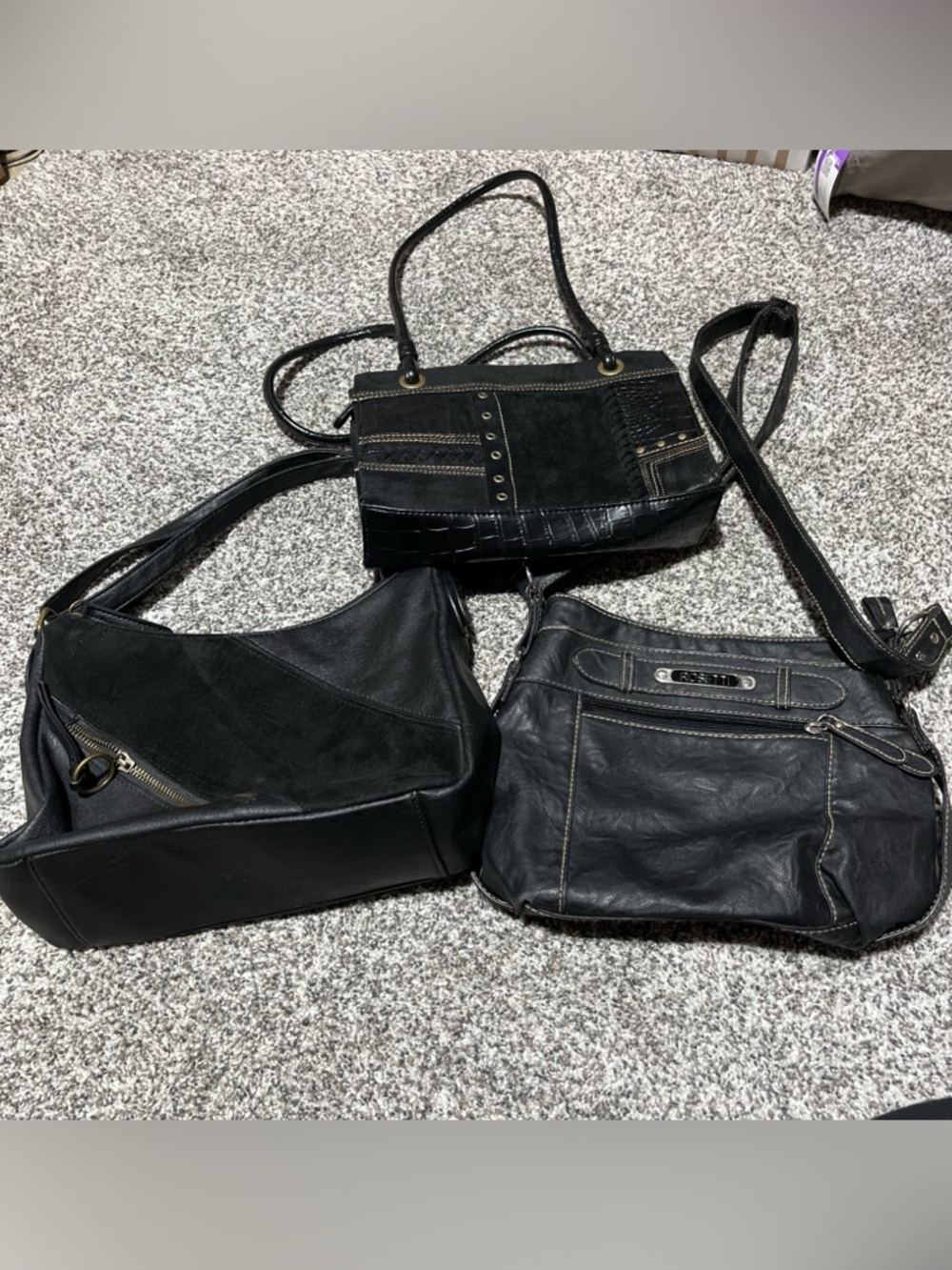 Vintage y2k Black Purses Faux Leather 3 Purses Rosetti, Bueno